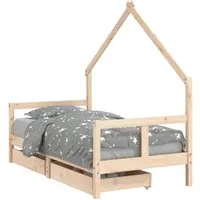 vidaXL Kinderbett mit Schubladen 80x160 cm aus massivem Kiefernholz - Klassisches Kinderbett mit praktischem Stauraum. Das robuste Design in Hausform fördert Kreativität und macht das Schlafengehen zum Spaß!
