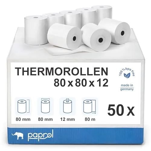 Paprol Thermorollen, 80 mm x 80 m x 12 mm, 50 Rollen