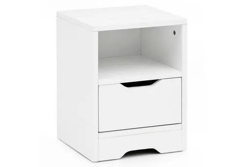 FINEBUY Nachtschrank SuVa13508_1 - Nachtschrank in Weiß Matt mit 1 Schublade und 1 Ablagefach, ideal für modernes Schlafzimmer. Hohe Funktionalität und zeitloses Design für mehr Ordnung und Stil.