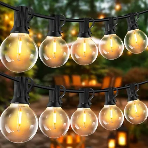 LED Lichterkette Außen Strom - 15M Wetterfest Lichterketten Aussen 17+2 G40 Glühbirnen IP44 Wasserdicht Outdoor Lichterkette Strombetrieben für Außen Balkon Garten Terrasse Hochzeiten, Partys