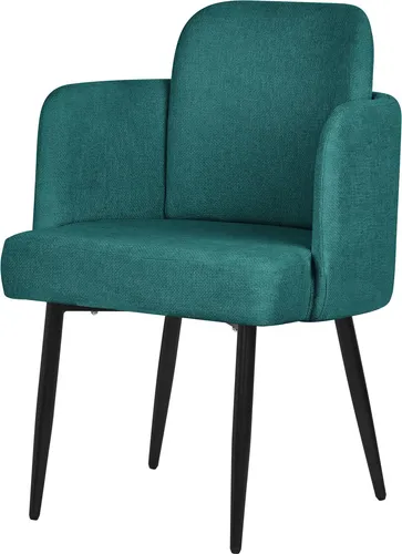 ML-Design Esszimmerstuhl Petrol Stoffbezug Küchenstuhl mit Armlehne & Rattan-Optik Rückenlehne Polsterstuhl mit Metallbeinen Ergonomische Loungesessel