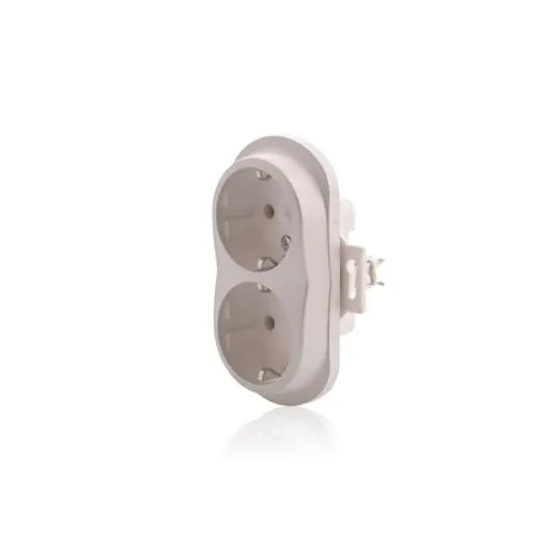 Nobilis Doppelsteckdose Silber Unterputz Einsatz Ø60mm 16A/230V~ Schuko Typ F Wandmontage