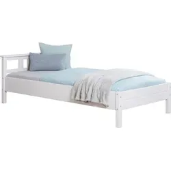 Mid.you Bett Ticaa 877901 Merci, Weiß, 100x200 cm - Massives Kiefernbett in Weiß für Kinderzimmer, ideal für Rollroste und bietet robusten Schlafkomfort mit minimalistischer Ästhetik.