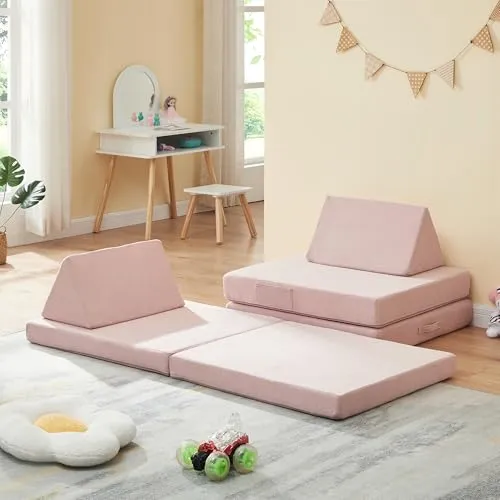 [en.casa] Spielsofa Norhulta für Kinder mit Schlaffunktion - Modulares Kindersofa mit 5 Schaumstoffelementen, ideal zum Spielen, Ausruhen und Schlafen – perfekt für jedes Kinderzimmer!