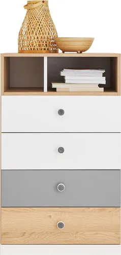 Masseno Kommode BRERA 60 cm – Elegantes Sideboard mit 4 Schubladen in Braun