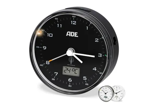 ADE Funkwecker Analoger Wecker mit Temperaturanzeige - Wecker mit beleuchtetem Zifferblatt und Datum, ideal für einen erholsamen Schlaf ohne Ticken. Perfekt für jede Nacht!