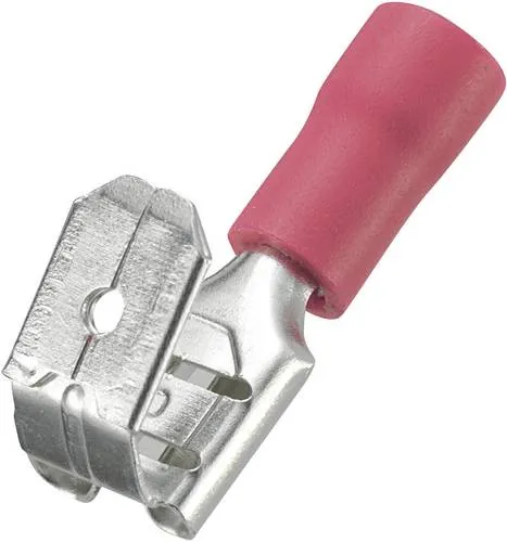 TRU Components 1572129 Flachsteckhülse mit Abzweig Steckbreite: 6.4mm Steckdicke: 0.8mm 180° Teilisoliert Rot 50St.