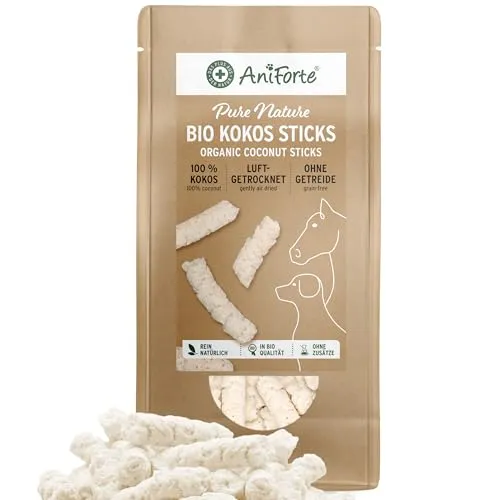 AniForte Bio Kokos-Sticks Hundesnack 500g - Zahnpflege Snack für Hunde & Pferde, kaltgepresst, 100% Kokos Hundeleckerlie, natürliche Belohnung aus Kokosraspeln, ohne Zusätze