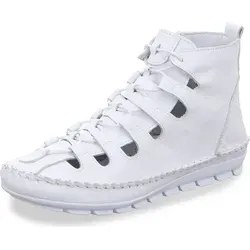 Gemini Damen Stiefelette Leder Reißverschluss 382175-01 – Bequeme Wanderschuhe in Weiß - Wanderschuhe aus hochwertigem Leder mit Gummizug für einfachen Einstieg. Die leichte TR-Sohle sorgt für Komfort auf langen Wegen, ideal für stilbewusste Frauen.