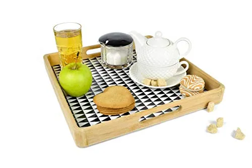 Sendez Serviertablett mit Motiv Holztablett Tablett Frühstückstablett Servierplatte