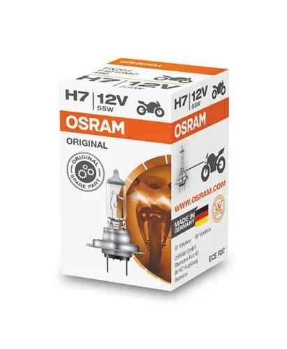 Osram ORIGINAL H7 Halogen-Scheinwerferlampe 64210, 12V PKW - Autobeleuchtung mit hoher Lichtausbeute, perfekte Sicht bei Nacht und schlechtem Wetter für mehr Sicherheit auf der Straße.