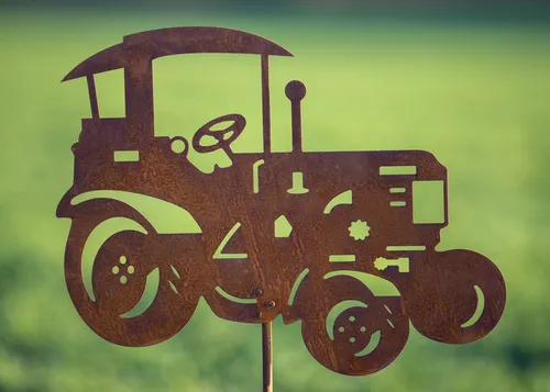 Gartenstecker Traktor Trecker im Rost Design - Rostfigur, Gartendeko Rost