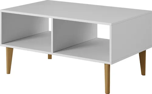 BERGEN Bank, WEISS, Skandinavischer Stil, Couchtisch, 100x60x48, Sofatisch, Couchtisch