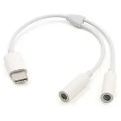Bolwins P05 USB-C auf 2x 3,5mm Klinke Audio Adapter Kopfhörer Aux Splitter USB-Kabel weiß