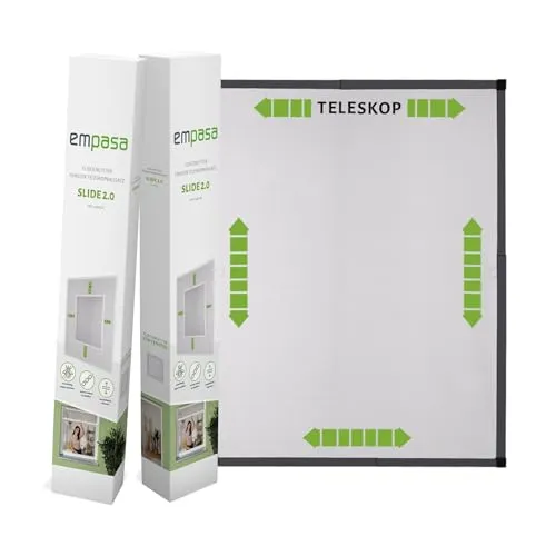 empasa Fliegengitter Teleskopbausatz SLIDE 2.0 für Fenster - Fliegenabwehr mit ausziehbarem Teleskoprahmen aus Aluminium, einfache Selbstmontage ohne Bohren, idealer Insektenschutz für Fenster in verschiedenen Farben.