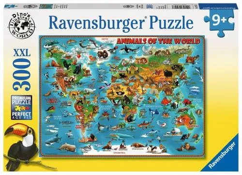 Ravensburger 13257 Puzzle Tiere rund um die Welt 300 Teile XXL - Puzzle für Kinder mit 300 Teilen im XXL-Format, ideal für fantasievolles Lernen und Spielspaß. Fördert Geduld und Selbstvertrauen durch altersgerechte Herausforderungen.