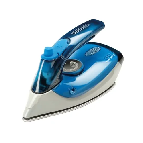 BLACK+DECKER BXIR1000E - Reisebügeleisen 1000 W, Doppelspannung 120/240 V, Dampfstoß 50 g/min, ideal für Reisen mit klappbarem Griff und Edelstahlsohle