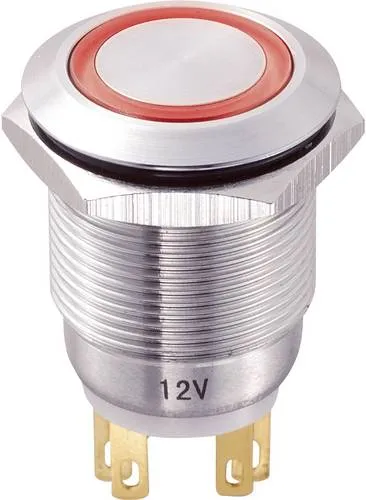 TRU COMPONENTS TC-8831256 LAS1-GQ-11E/R/12V Vandalismusgeschützter Drucktaster 250 V/AC 5A 1 x Aus/(Ein) tastend Rot IP65 1St.
