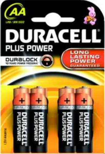 Duracell Plus Power LR6 AA Mignon 4er Pack - Batterien für den täglichen Bedarf, bieten bis zu 100% längere Lebensdauer und sind ideal für elektronische Geräte wie Fernbedienungen und Taschenlampen.