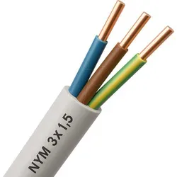 NYM J3X1,5 25M - Flexible Mantelleitung für sichere Stromversorgung - Kabel & Leitungen: NYM-J 3 x 1,5 mm², ideal für trockene und feuchte Räume, bietet zuverlässige Sicherheit mit 300/500V gemäß VDE 0250.