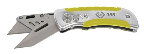 C.K Cutter Messer, einklappbar mit 2 Klingen, 1 Stück - Cuttermesser mit ergonomischem Griff aus eloxiertem Aluminium, werkzeuglosem Klingenwechsel in unter 3 Sekunden und rostfreiem Edelstahl für präzises Schneiden.