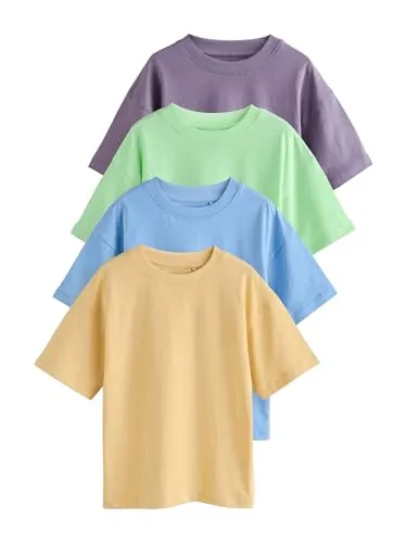 NEXT Jungen Relaxed Fit T-Shirts im 4er-Pack Green/Blue/Yellow/Purple 116