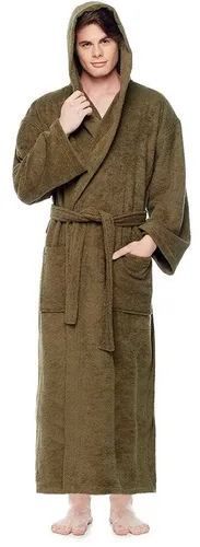 Arus Herren-Bademantel-Astrom mit Kapuze - Bademantel für Damen, wadenlang, aus 100% schadstofffreier Baumwolle, ideal für Sauna und Wellness, mit Kapuze und zwei großen Taschen für zusätzlichen Komfort.
