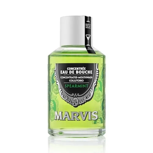 Marvis Spearmint Mundwasser Konzentrat, 120 ml, alkoholfreie Mundspülung fördert einen langanhaltend frischen Atem, gesundes Zahnfleisch und reduziert Zahnbelag