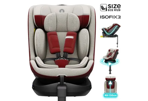 Daliya® Autokindersitz BRAVO i-Size Auto-Kindersitz, 360° drehbar, mitwachsend, atmungsaktiv, ab: ab Geburt, bis: bis 12 Jahre, ab: 40 cm, bis: 150 cm, (Neugeborenen-Set, 4-tlg), 8 Stufen Sitzneigung, verstellbare Kopfstütze, Stützbein, Belüftet