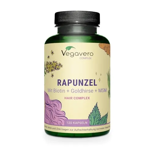 Rapunzel | Haar Vitamine mit MSM, Biotin, Zink, L-Cystein und Selen | Pflanzliche Powerextrakte: Goldhirse, Bambus & mehr | Haarkapseln | 120 Stück | Vegan | Vegavero