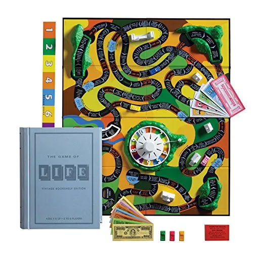 WS Game Company The Game of Life Vintage Bookshelf Edition Brettspiel Stoffverpackte Buchbox, 1960 inspiriertes Gameplay, Sammlerstück-Klassiker für 2–6 Spieler, ab 9 Jahren
