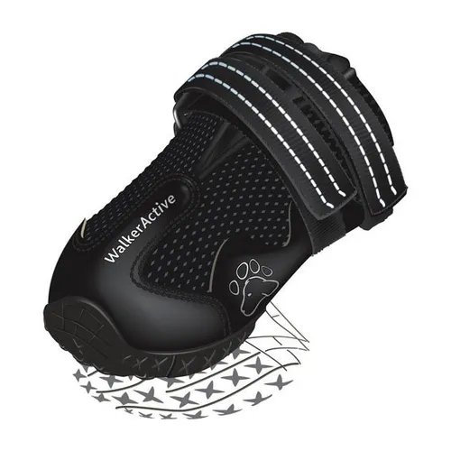 Trixie Walker Active Schutzstiefel M-L 2er Set schwarz - Hunde Schutzstiefel mit rutschfester Griffohle, atmungsaktivem Mesh und reflektierenden Elementen. Ideal für steinige oder heiße Böden und schützt vor Wintereinflüssen.
