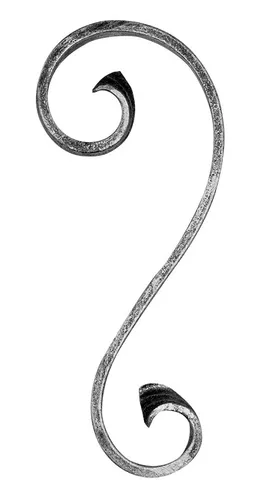 S-Schnecke Zierelement Schnörkel Maße: 150x60mm Material: 10x4 Stahl S235JR, roh