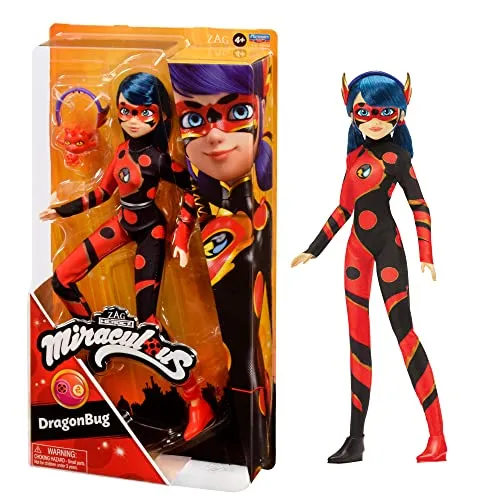 BANDAI - Miraculous Ladybug - Puppe - Dragon Bug - Ankleidepuppe mit Gelenken 26 cm - Superhelden-Puppe - P50010