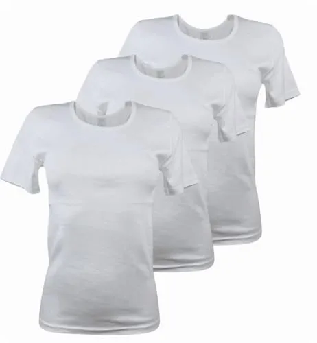 Produktbild Toker Collection® Unterhemd Damen Unterhemd Unterziehshirt kurzer Arm 100% Baumwolle (DE/NL/SE/PL, Numerisch, 44, 46, Regular, Regular, Weiß)