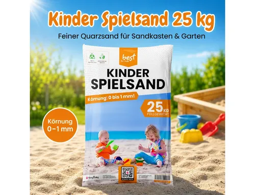 Best for Kids Spielsand Quarzsand für Sandkasten - Hochwertiger, zertifizierter Spielsand mit 75 KG, ideal für sichere Sandkästen und kreative Spielmöglichkeiten.