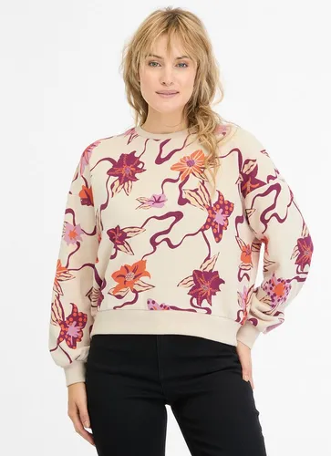 Ragwear Sweatshirt WUSS PRINT beige L (40) - Sweatshirt für Damen in ECRU mit Kängurutasche, pflegeleicht und ideal für lässige Freizeitlooks. Hergestellt aus 70% Baumwolle für hohen Tragekomfort.