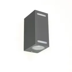 Licht-Erlebnisse Wandlampe AALBORG Up Down Grau Aluminium IP44 GU10 Moderner Wandstrahler Außen Haus Hof Garten, CX382-25-17 AN