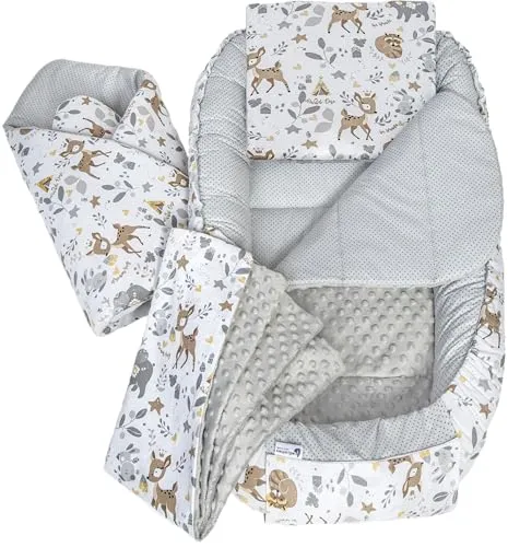 Medi Partners Babynest 5-teiliges Set für Neugeborene - Babynest für Neugeborene, tragbar und hypoallergen, bietet Komfort und Sicherheit mit Öko-Tex 100-zertifizierten Materialien – ideal für unterwegs und bei Großeltern.