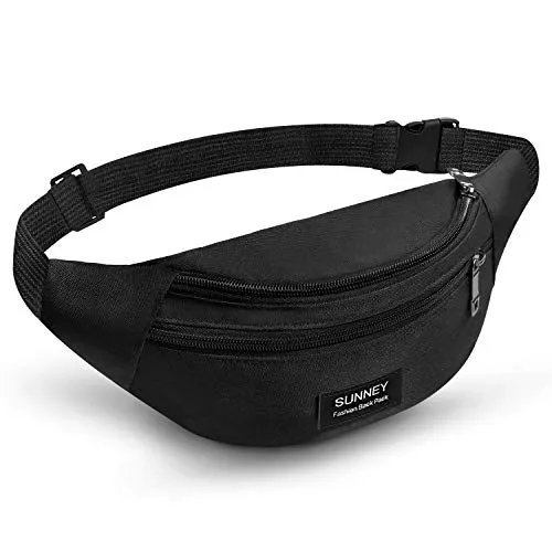 SUNNEY Bauchtasche für Damen und Herren, wasserdichte Gürteltasche mit Mehreren Taschen, verstellbarem Riemen, lässige Hüfttasche für Outdoor-Sportarten, Training, Reisen, Jogging, Wandern, Radfahren