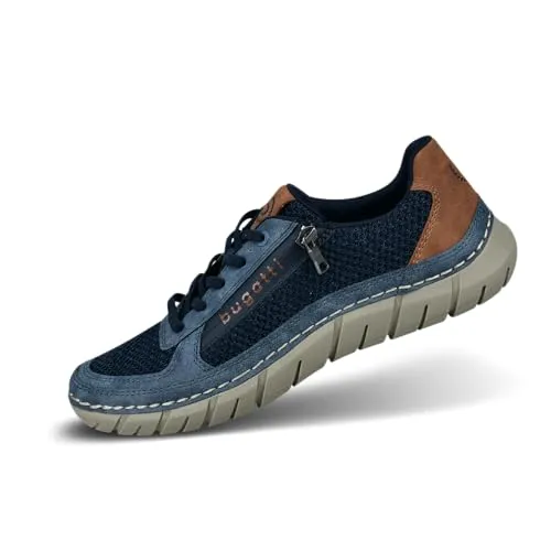 Bugatti Sneaker Kunstleder/Textil - Bequemer Herren Freizeit Sneaker - Sneaker für Herren mit modernem Feinstrickdesign, elastischer Schnürung und Reißverschluss für einfache Handhabung. Leicht und komfortabel, ideal für den Alltag.