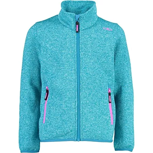 CMP Knit Tech Melange Fleece Jacket Mädchen - Outdoor Freizeitjacke für Kinder, aus umweltfreundlichem Stoffmix, extrem warm und bequem, ideal für wechselhaftes Wetter mit durchgehendem Reißverschluss und praktischen Seitentaschen.