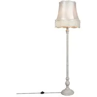 Qazqa Stehlampe Classico, Retro Holzdesign, E27 Fassung - Elegante Stehlampe im klassischen Stil mit cremefarbenem Schirm und 175 cm Höhe. Ideal für eine gemütliche Atmosphäre in jedem Raum. Perfekt für Vintage-Interieurs!