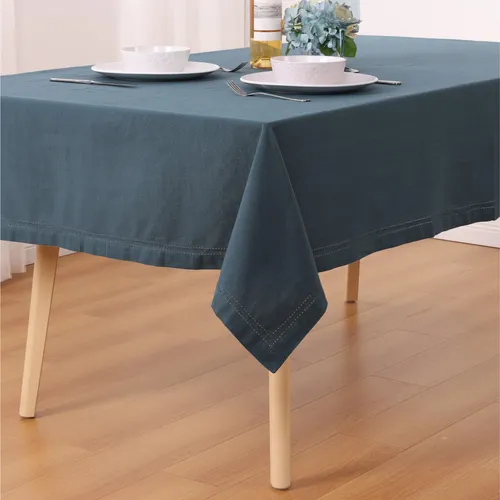 Tischdecke Baumwolle 140 x 240 cm - Table Cloth Tischtuch Stoff blau Leinenlook