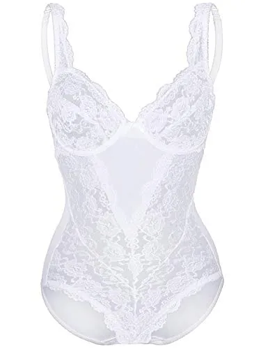 Sassa Damen Body 00904, Einfarbig in Weiß - Funktionsunterwäsche mit femininer Spitze und raffiniertem Rückenausschnitt, aus angenehmer Microfaser für höchsten Tragekomfort.