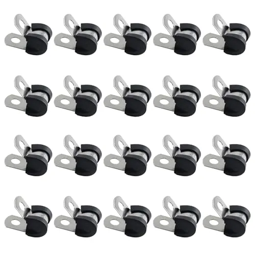 Stück Rohrschellen aus Edelstahl,R Form Schlauchschelle,Gummi Gefüttert Kabelschellen P-Klammern Edelstahl Schlauchschellen,Metall Kabelschellen Isolierklemme,Gelenkrohrschellen (6mm) 20
