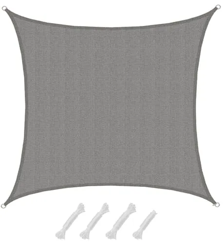 AMANKA 90% UV Schutz Sonnensegel 5x5 - Sonnenschutz für Garten & Terrasse: Wasserdurchlässiges, atmungsaktives HDPE Segel mit 90% UV Schutz - ideal für Carport, Whirlpool oder Pool.