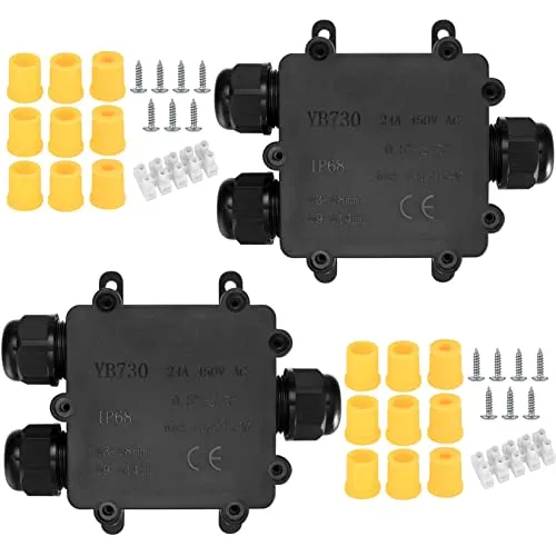 Stk.IP68 Wasserdichte Abzweigdose, 3 Wege Außenkabel Verschraubungen Kabelverbinder Verteilerdose, Wasserdichte Aussensteckdos Anschlussdose für 4-12MM Kabel 2