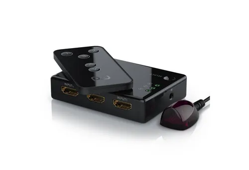 Primewire Audio / Video Matrix-Switch, 3-Port UHD HDMI Switch / Verteiler mit Fernbedienung, 4K, 3D, CEC, ARC