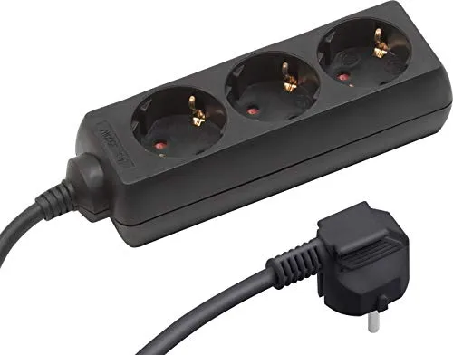 Meister Steckdosenleiste 3-fach - 1,4 m Kabel - schwarz - Kunststoffleitung - IP20 Innenbereich / Steckerleiste / Mehrfachsteckdose / Tischsteckdose / Tido 3-fach / 7430020